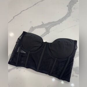 Black Strapless Mesh Corset Bustier Top!
